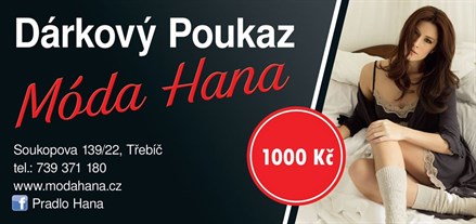 Prodejna spodního prádla a plavek Móda Hana Třebíč, darkový poukaz 